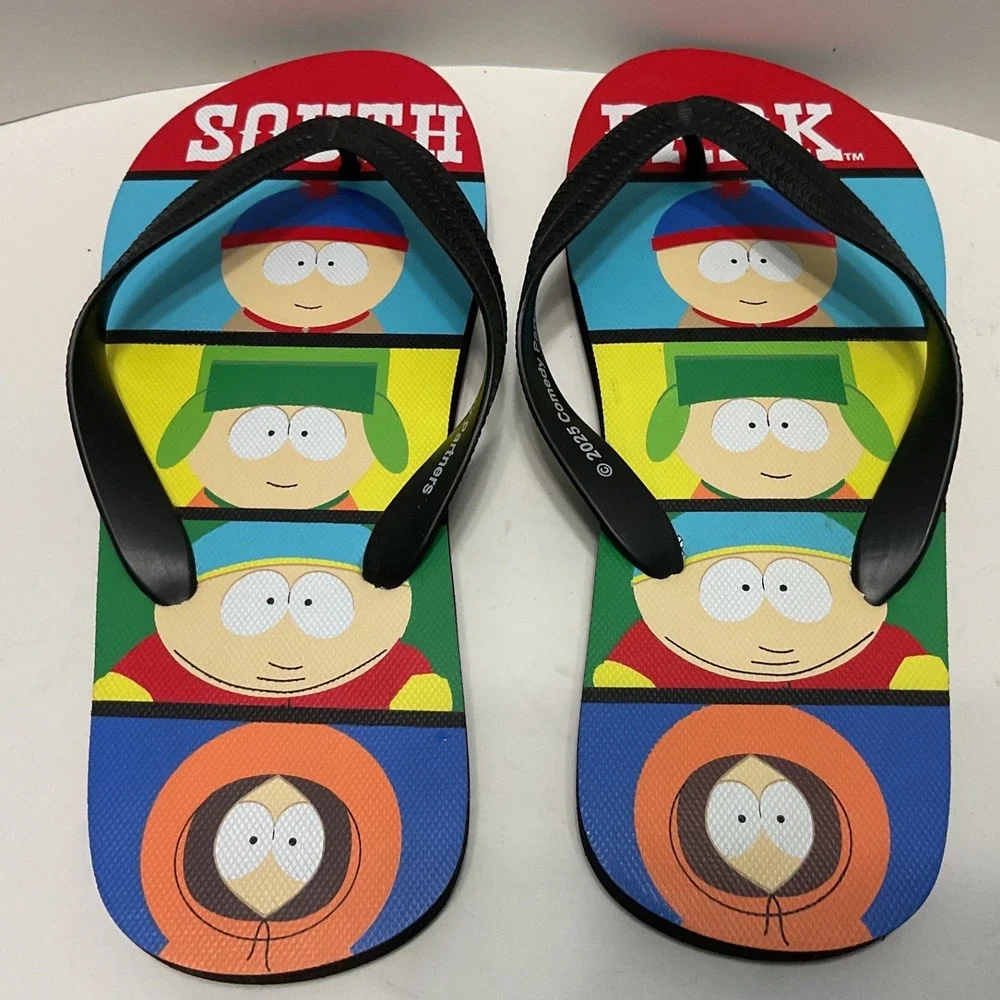 South Park Mens Flip Flops Sandals Stan Kyle Cartman Kenny Multi Color Size 7/8
